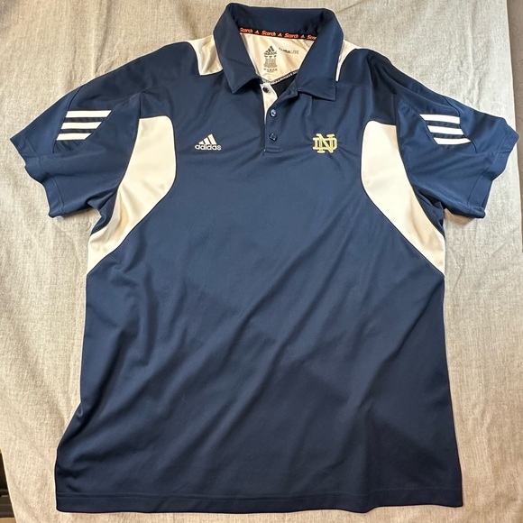 adidas Other - Adidas Dark Blue and White Notre Dame Men's Active Polo Shirt